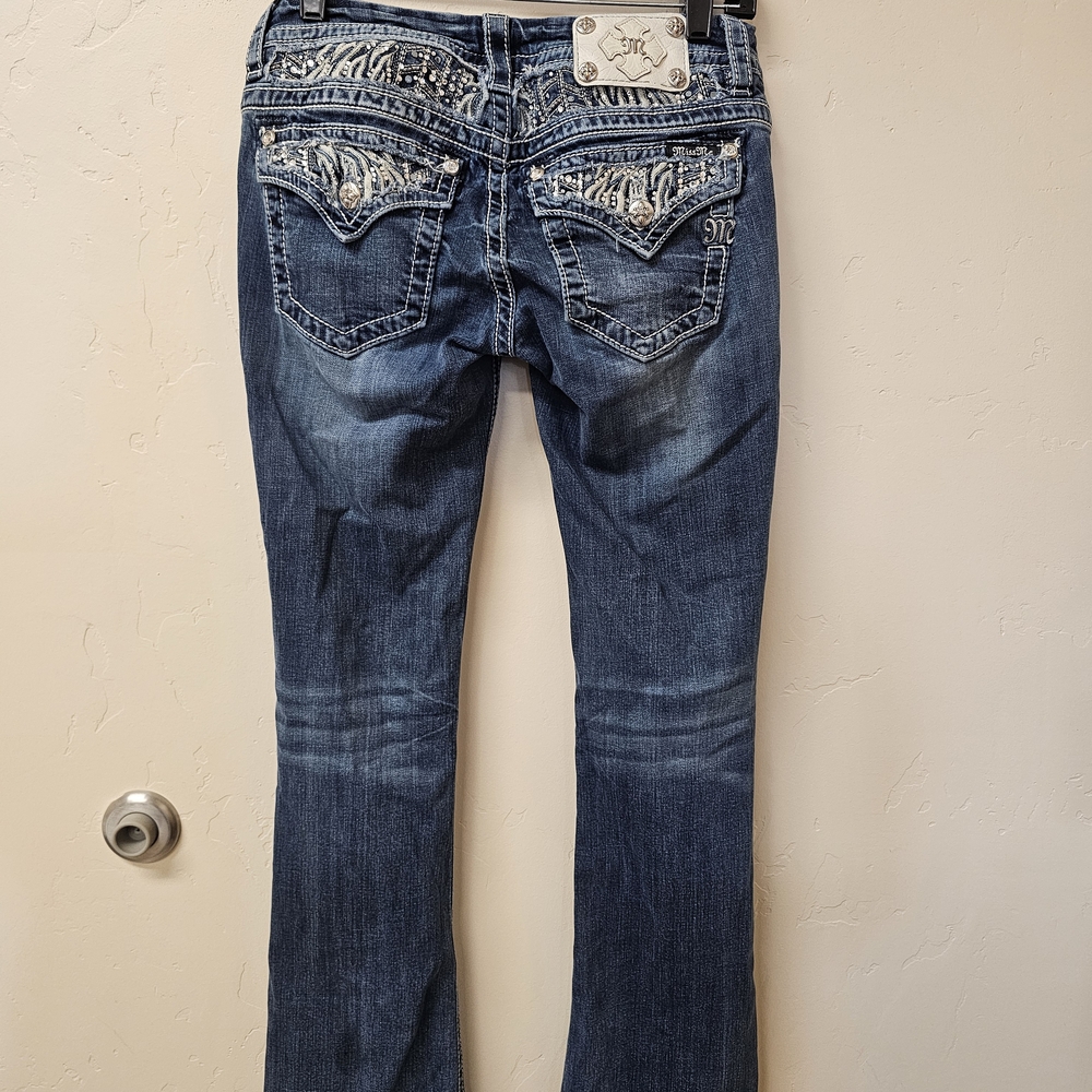Miss Me Blue Boot Cut Jeans with Embellishments